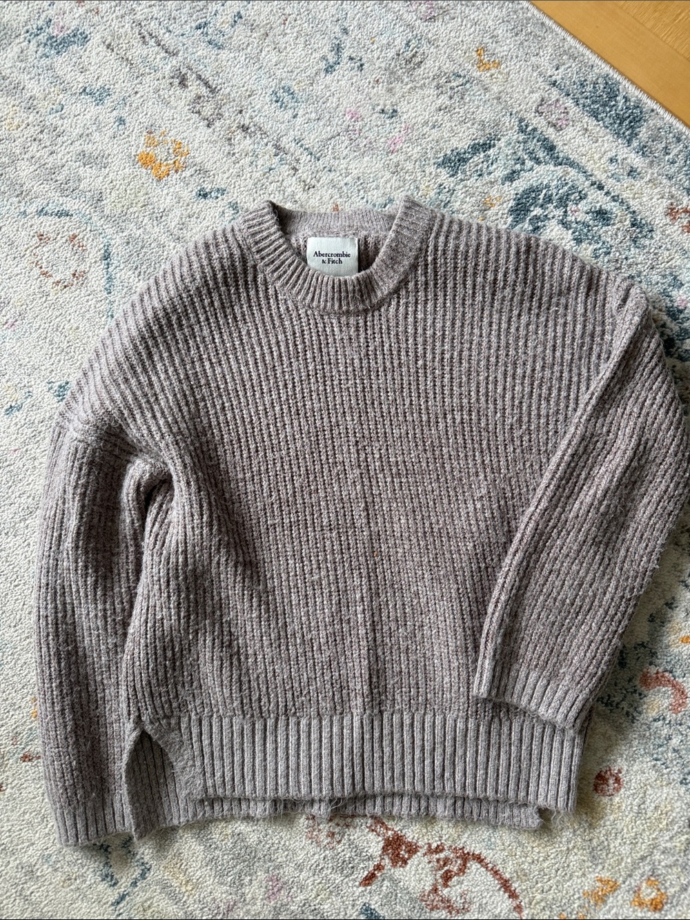 Abercrombie & Fitch Ribbed Crewneck Sweater - Taupe Heather
